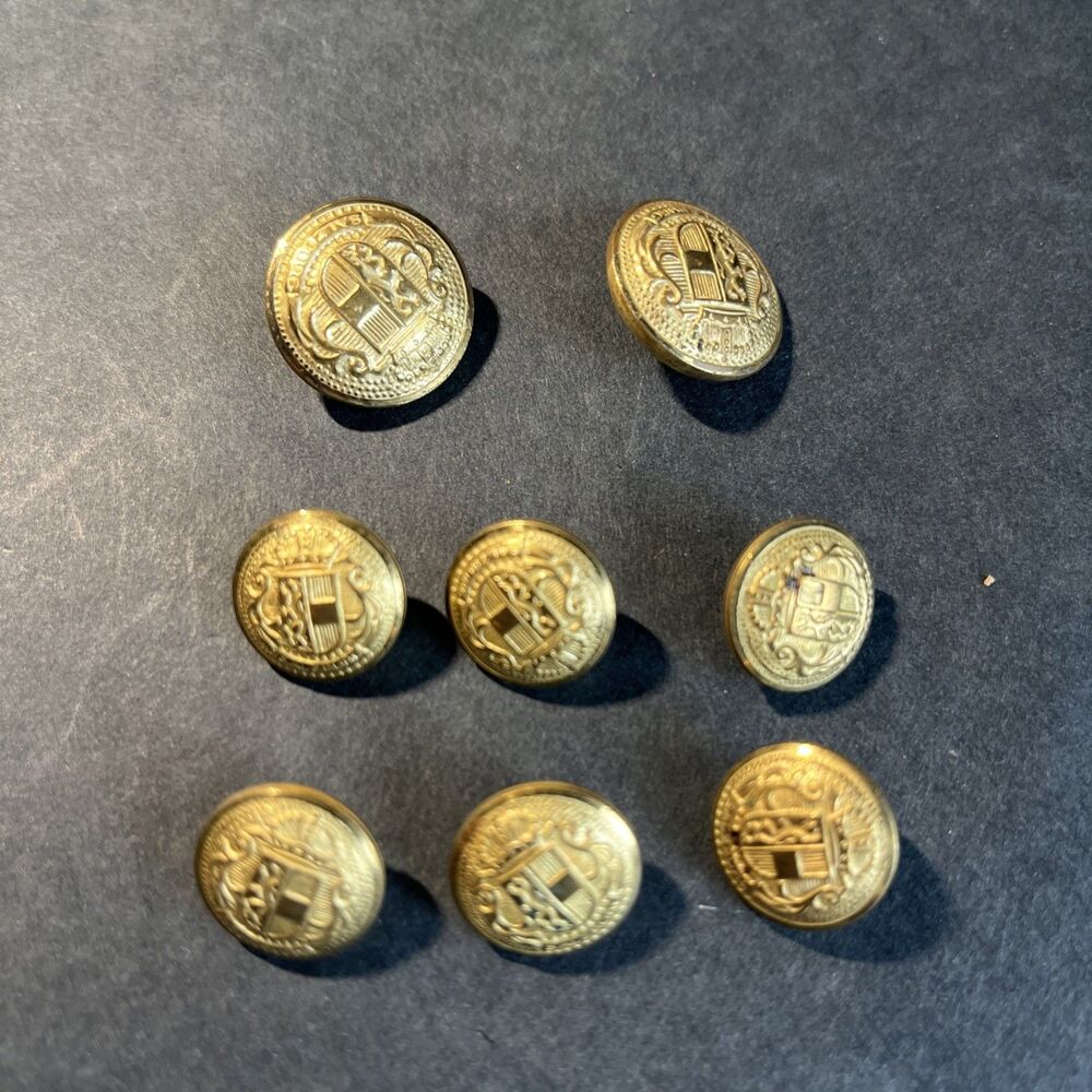 8 VTG Salzburg Crest Gold tone Replacement Blazer Coat Buttons 2 20mm 6 15mm